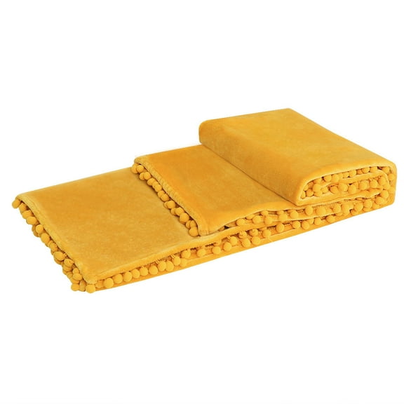 Unique Bargains Luxury Flannel Fleece Sofa Throw, Safety Yellow 50" x 59"