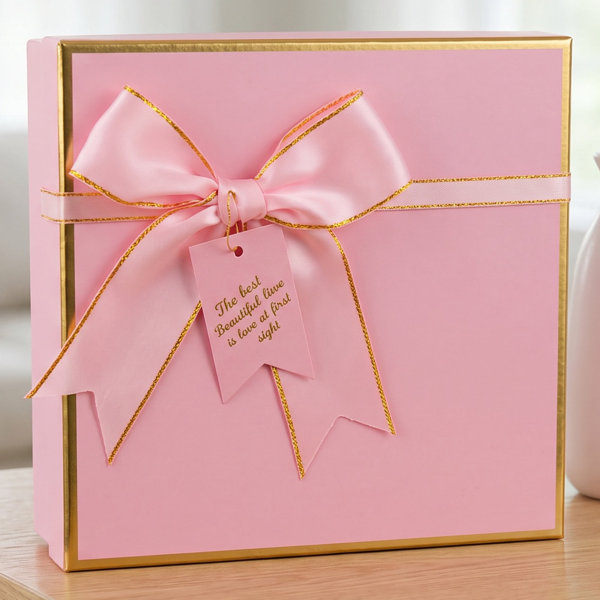 Unique Bargains Luxury Gift Box with A Ribbon Bow for All Occasions 7.9"x 7.1" x 3.1"