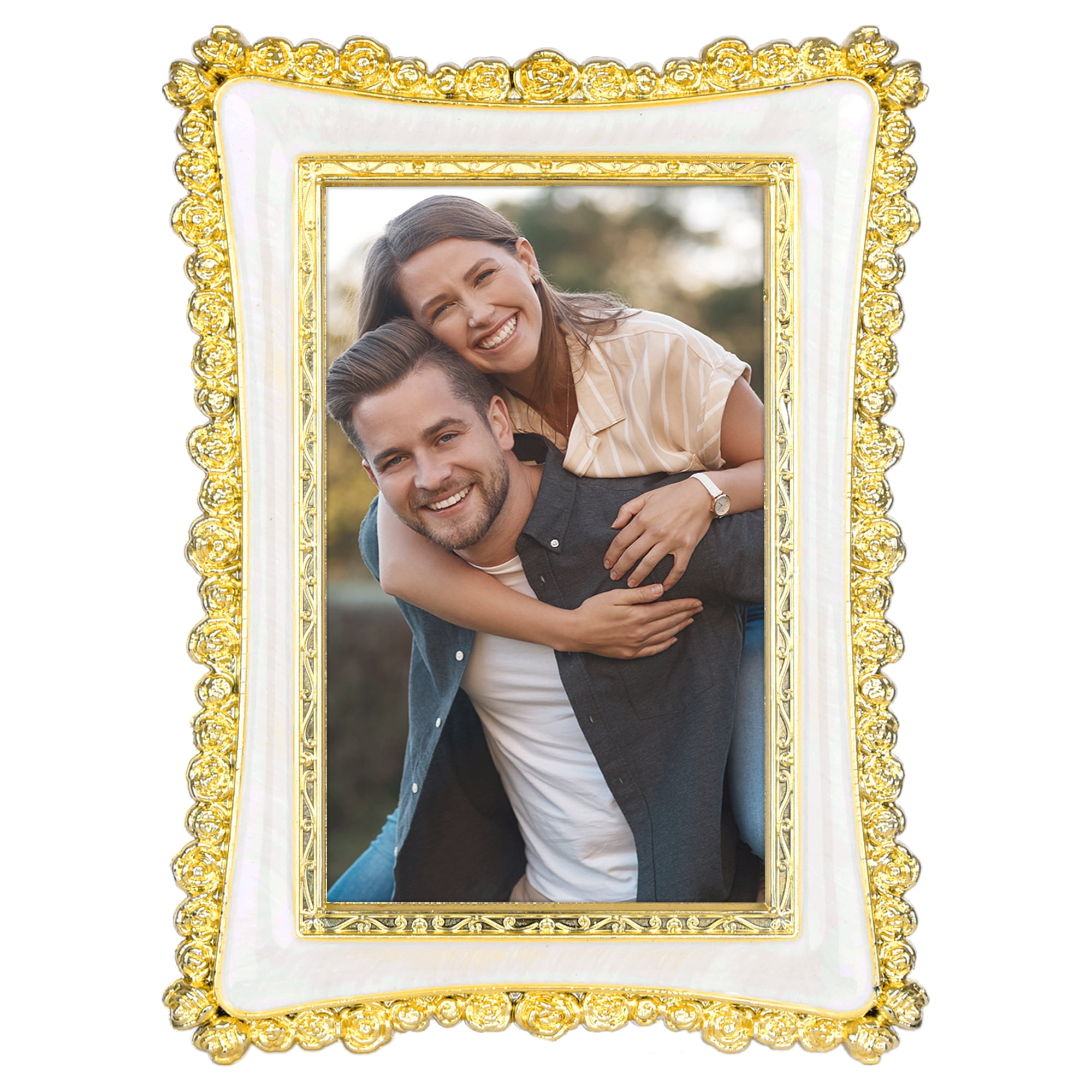Unique Bargains Luxury Picture Frame Retro Plated Photo Frames Gold 4x6