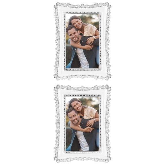 Unique Bargains Luxury Picture Frame Retro Plated Photo Frames Vertically or Horizontally Silver 4x6/5x7