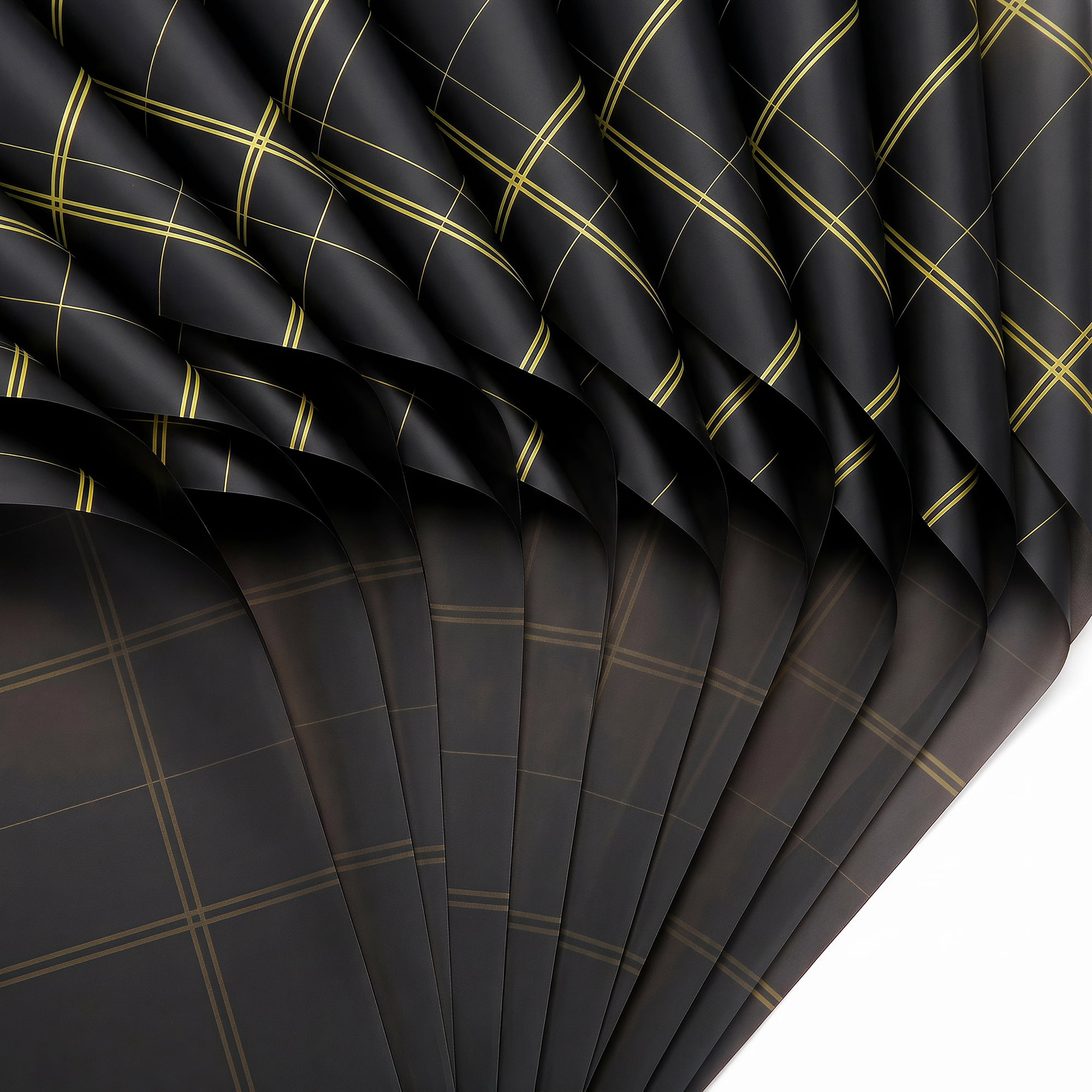 Unique Bargains Luxury Plaid Waterproof Gift Wrap Paper for Bouquets Black 22.4"x 22.4"
