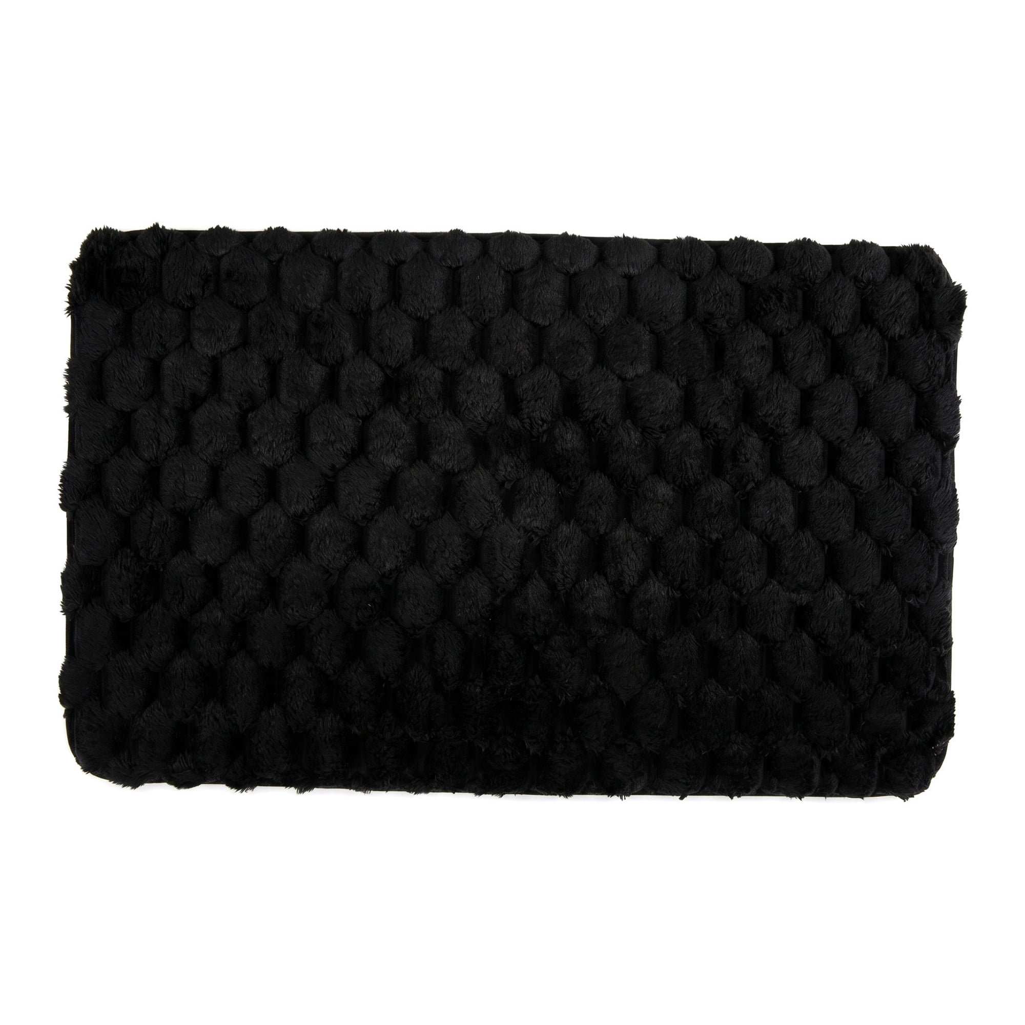 Unique Bargains Luxury Ultra Soft Absorbent Microfiber Bath Mat Non Slip Black 32" x 20"
