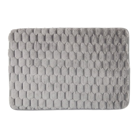 Unique Bargains Luxury Ultra Soft Absorbent Microfiber Bath Mat Non Slip Grey 24" x 16"