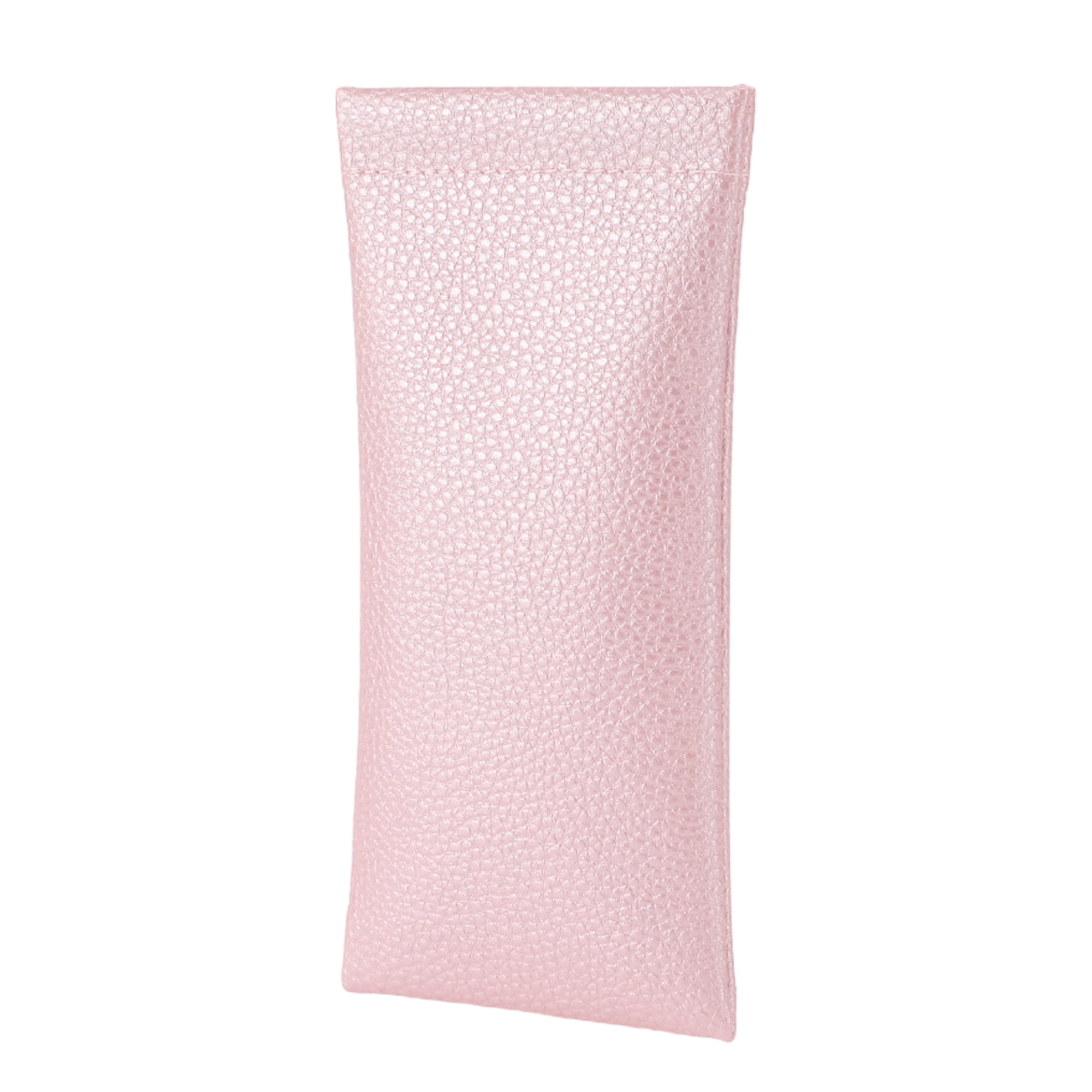 Unique Bargains Lychee Pattern Eyeglasses Bag Portable Eyeglasses Storage Case Light Pink