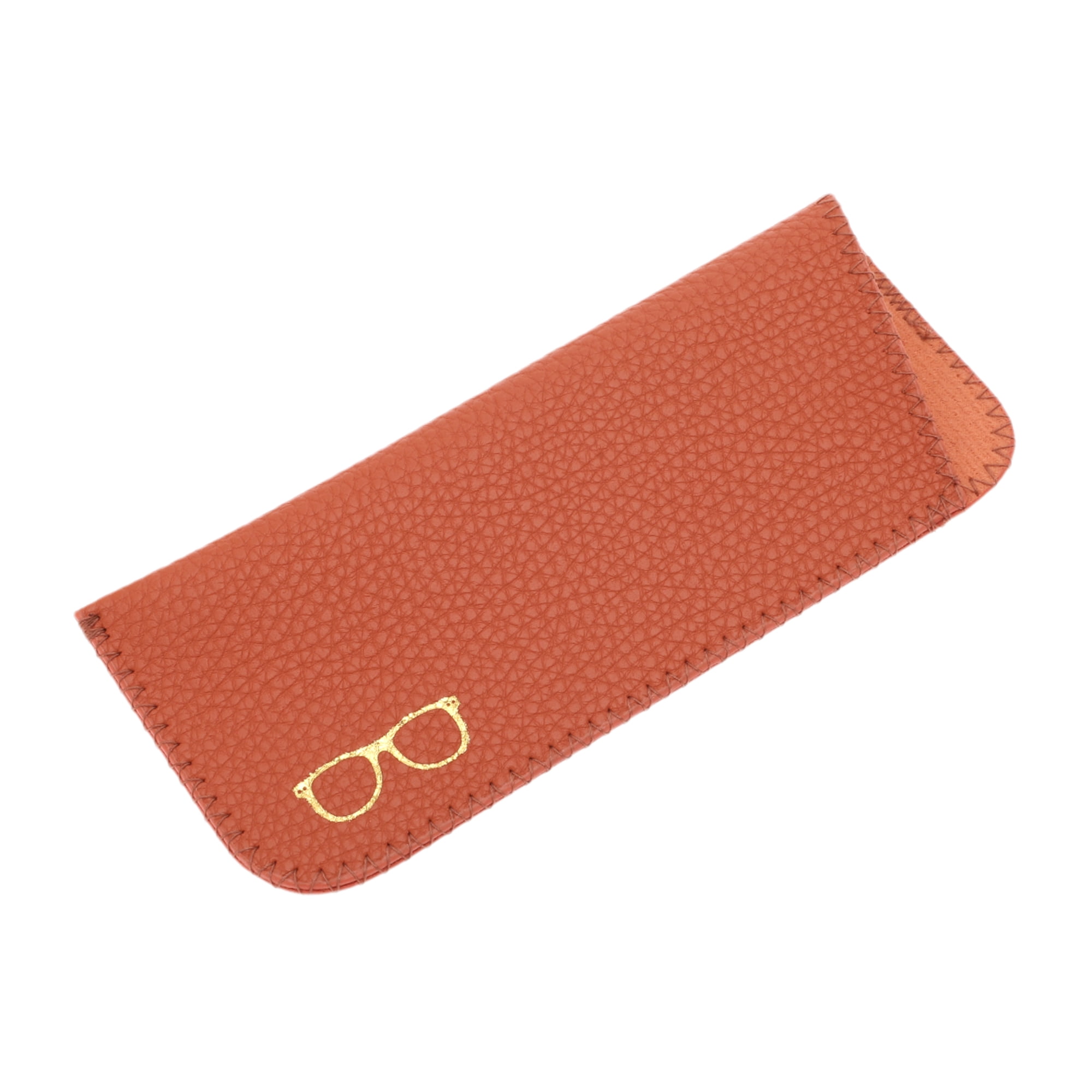Unique Bargains Lychee Pattern Eyeglasses Case Portable Eyeglasses Storage Orange