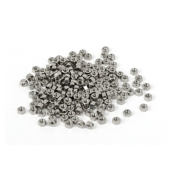 Unique Bargains M1.4 x 1.5mm Nickel Plated External Hexagon Hex Nuts Fasteners DIN 934 200Pcs Copper, Nickel Plated