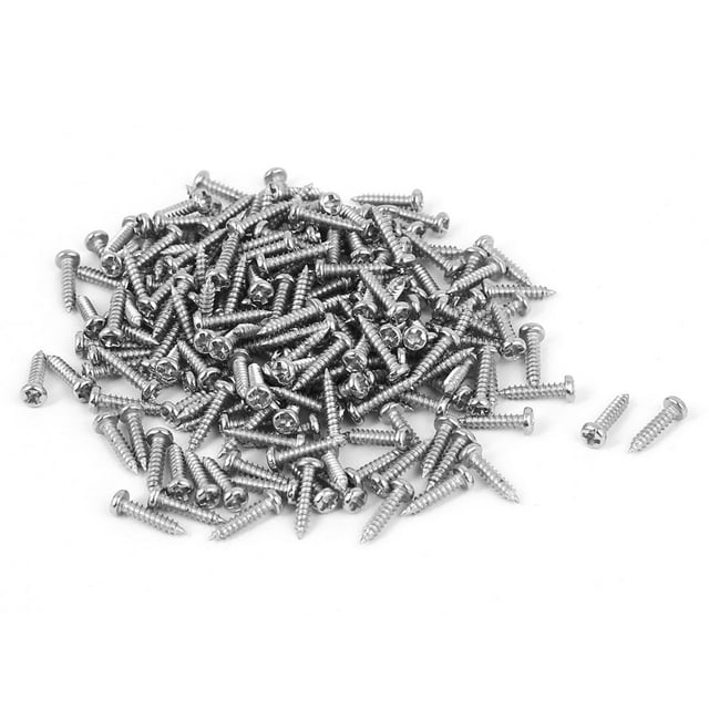 Unique Bargains M1.7x8mm Thread Nickel Plated  Round Head Self Tapping Screws 200pcs
