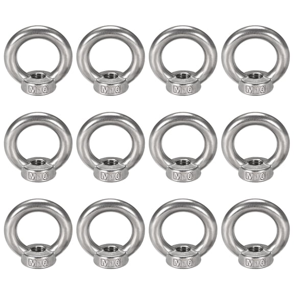 Unique Bargains M10 Female Thread 304 Stainless Steel Lifting Eye Nuts Bolt Ring 12pcs