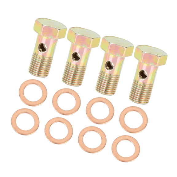 4 Sets M10x1.0mm Car Metric Thread Banjo Bolts Brake Fitting Adapter with M10 Washers