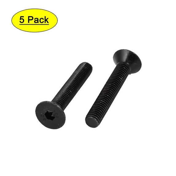 Unique Bargains M10x60mm Carbon Steel Countersunk Head Hex Socket Screw Black 5Pcs