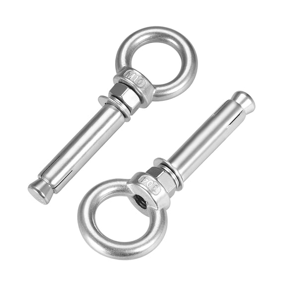 Unique Bargains M10x80 Expansion Eyebolt Screw Eye Nuts with Ring Raw Bolts 2pcs
