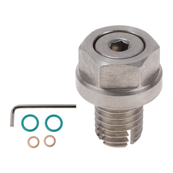 Unique Bargains M12.1*1.75 Oil Drain Plug Stainless Steel Oil Pan Drain Bolt Screw Thread Repair 1Pc Hex Key 2Pcs Rubber Washers 2Pcs Copper Washers Silver Tone 1 Set