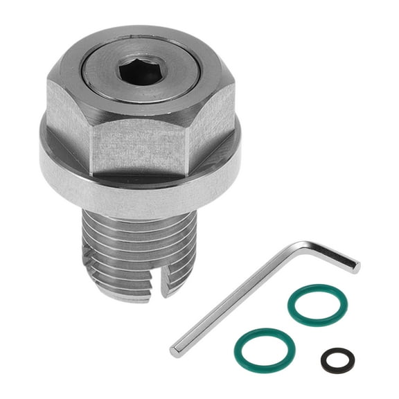 Unique Bargains M12.1x1.5 Oil Drain Plug Stainless Steel Oil Pan Drain Bolt Screw Thread Repair 1 x drain plug 1 x hex wrench 2 x green washers 1 x black washer