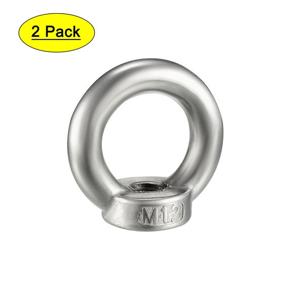 Unique Bargains M12 Female Thread 304 Stainless Steel Lifting Eye Nuts Ring, 2pcs
