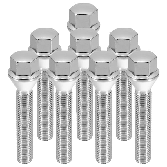 Unique Bargains M12 x 1.5 Chrome Wheel Studs Set Taper Seat 17 mm Shank Wheel Bolts Lug 8pcs