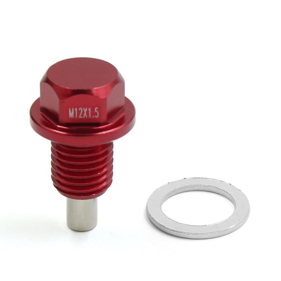 M12 x 1.5 Red Aluminum Alloy Magnetic Engine Oil Pan Drain Bolt Screw for Car