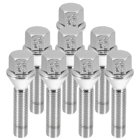Unique Bargains M12 x 1.5 Taper Seat 17 mm Shank Wheel Bolts Lug Nuts Chrome Wheel Studs Set 8pcs