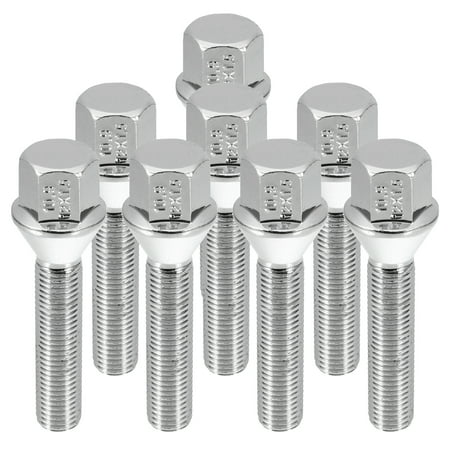 Unique Bargains M12 x 1.5 Wheel Bolts Taper 60° Taper Seat 17 mm Shank Wheel Bolts Chrome Wheel Studs Set 8pcs