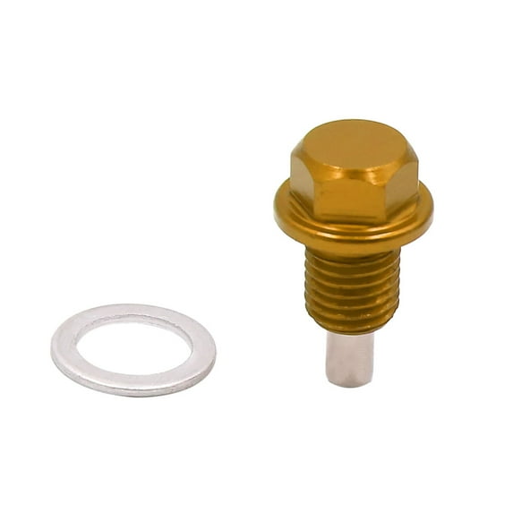 Unique Bargains M12 x 1.5mm Thread Gold Tone Magnetic Car Oil Pan Drain Bolt Kit with Washer