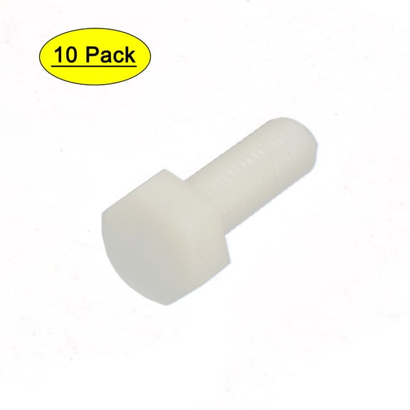 Unique Bargains M12 x 35mm Full Thread 1.75mm Pitch Nylon Metric Hex Head Cap Screw Bolt 10 Pcs