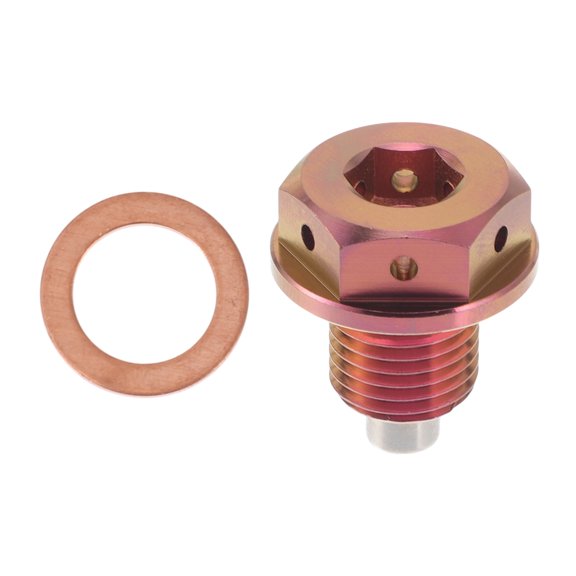 Unique Bargains M12x1.25 4MM Magnetic Oil Drain Plug Titanium Alloy Sump Drain Nut Bolt With 1 Copper Washer Pink 1 Pc