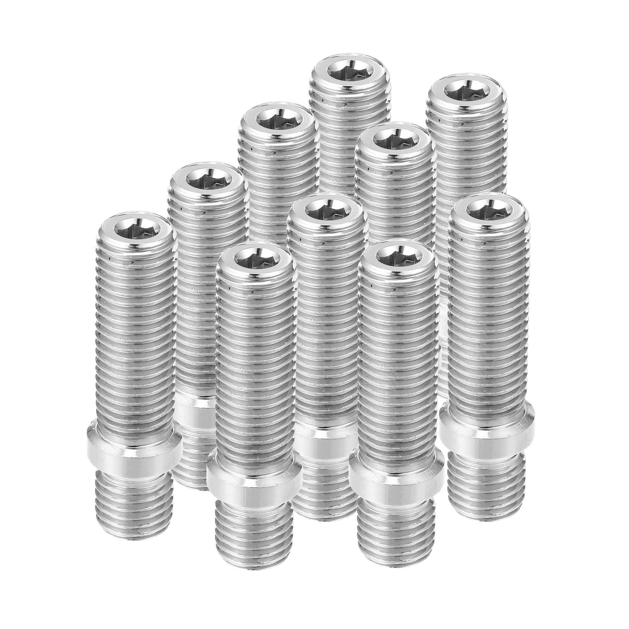 Unique Bargains M12x1.5 to M12x1.5 50mm Wheel Stud Fit for BMW - Pack of 10 Silver Tone