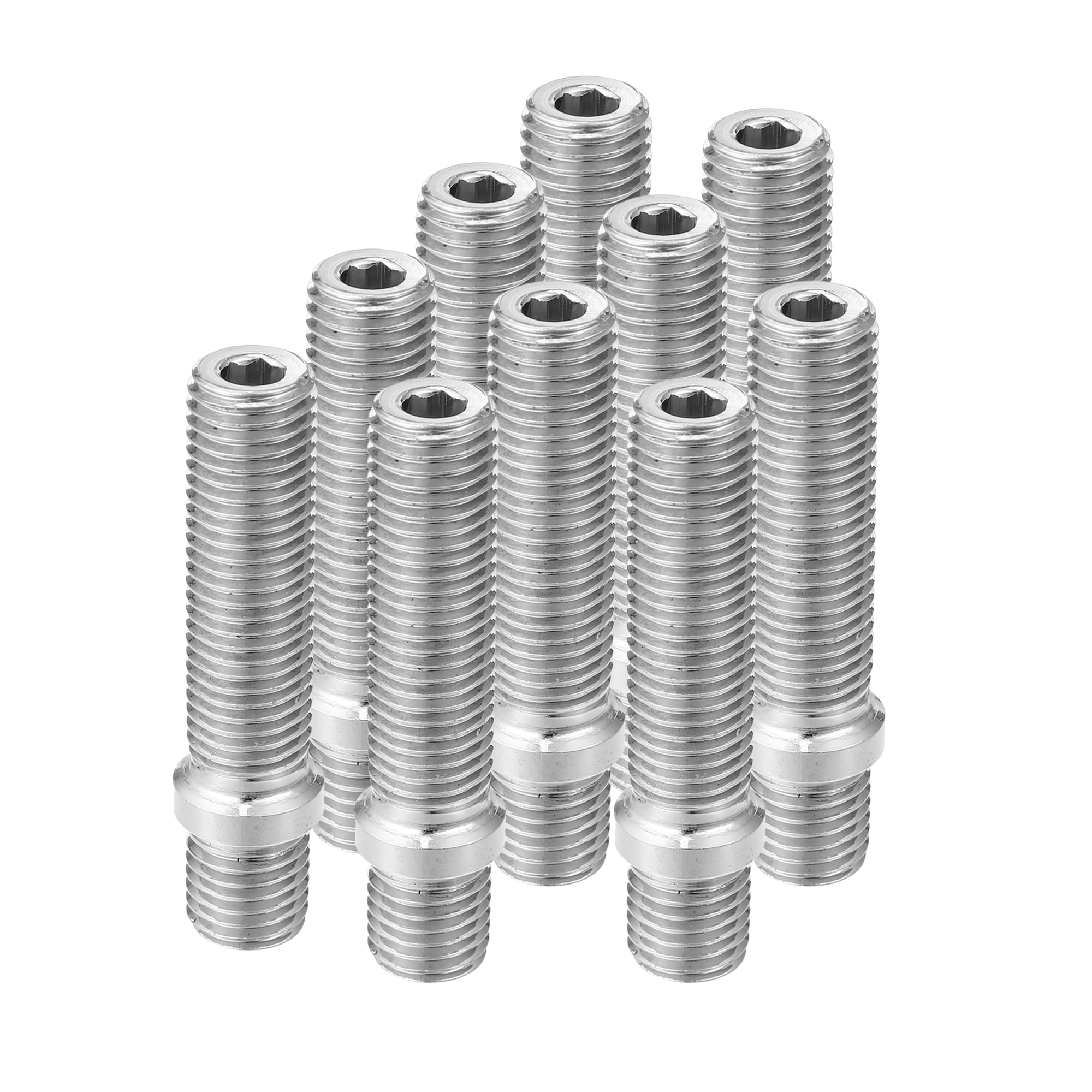 Unique Bargains M12x1.5 to M12x1.5 58mm Wheel Stud Fit for BMW - Pack of 10 Silver Tone