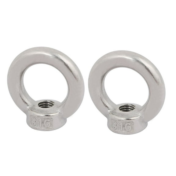 Unique Bargains M14 Female Thread 316 Stainless Steel Ring Shaped Lifting Eye Nut 2Pcs