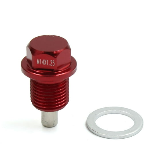 Unique Bargains M14 x 1.25 Red Aluminum Alloy Magnetic Engine Oil Pan Drain Bolt Screw for Car