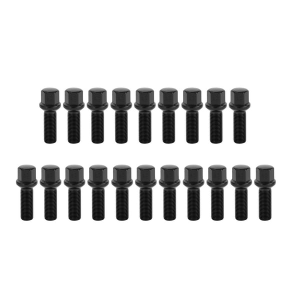 Unique Bargains M14x1.5mm Ball Seat Wheel Lug Bolt for Volkswagen for Audi 19mm Hex 35mm Shank Black 20 Pcs