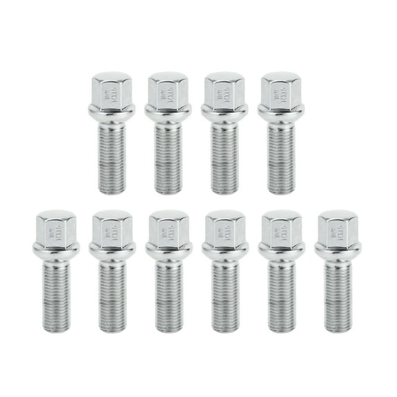 Unique Bargains M14x1.5mm Ball Seat Wheel Lug Bolt for Volkswagen for Audi 19mm Hex 35mm Shank Silver Tone 10 Pcs