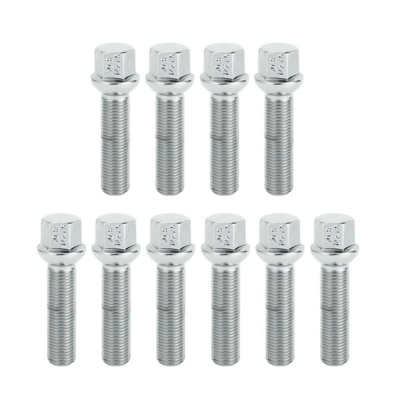 Unique Bargains M14x1.5mm Ball Seat Wheel Lug Bolt for Volkswagen for Audi 19mm Hex 50mm Shank Silver Tone 10 Pcs