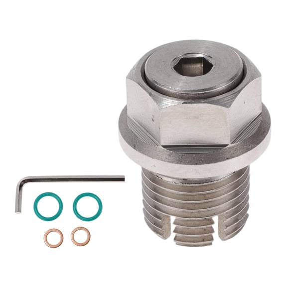 Unique Bargains M16.1*1.5 Oil Drain Plug Stainless Steel Oil Pan Drain Bolt Screw Thread Repair 1Pc Hex Key 2Pcs Rubber Washers 2Pcs Copper Washers Silver Tone 1 Set