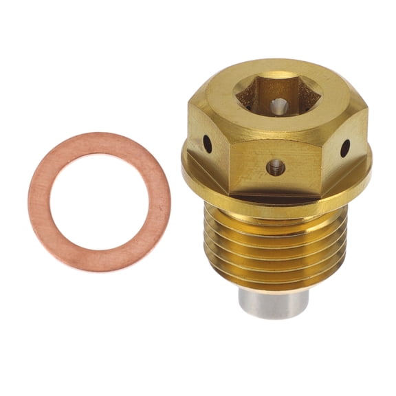 Unique Bargains M16x1.5 4MM Magnetic Oil Drain Plug Titanium Alloy Sump Drain Nut Bolt With 1 Copper Washer Gold Tone 1 Pc