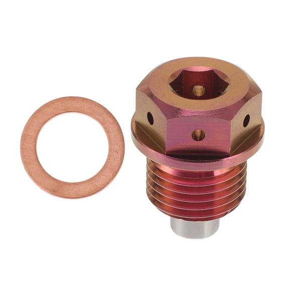 Unique Bargains M16x1.5 4MM Magnetic Oil Drain Plug Titanium Alloy Sump Drain Nut Bolt With 1 Copper Washer Pink 1 Pc