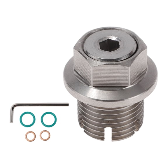 Unique Bargains M18.1*1.5 Oil Drain Plug Stainless Steel Oil Pan Drain Bolt Screw Thread Repair 1Pc Hex Key 2Pcs Rubber Washers 2Pcs Copper Washers Silver Tone 1 Set
