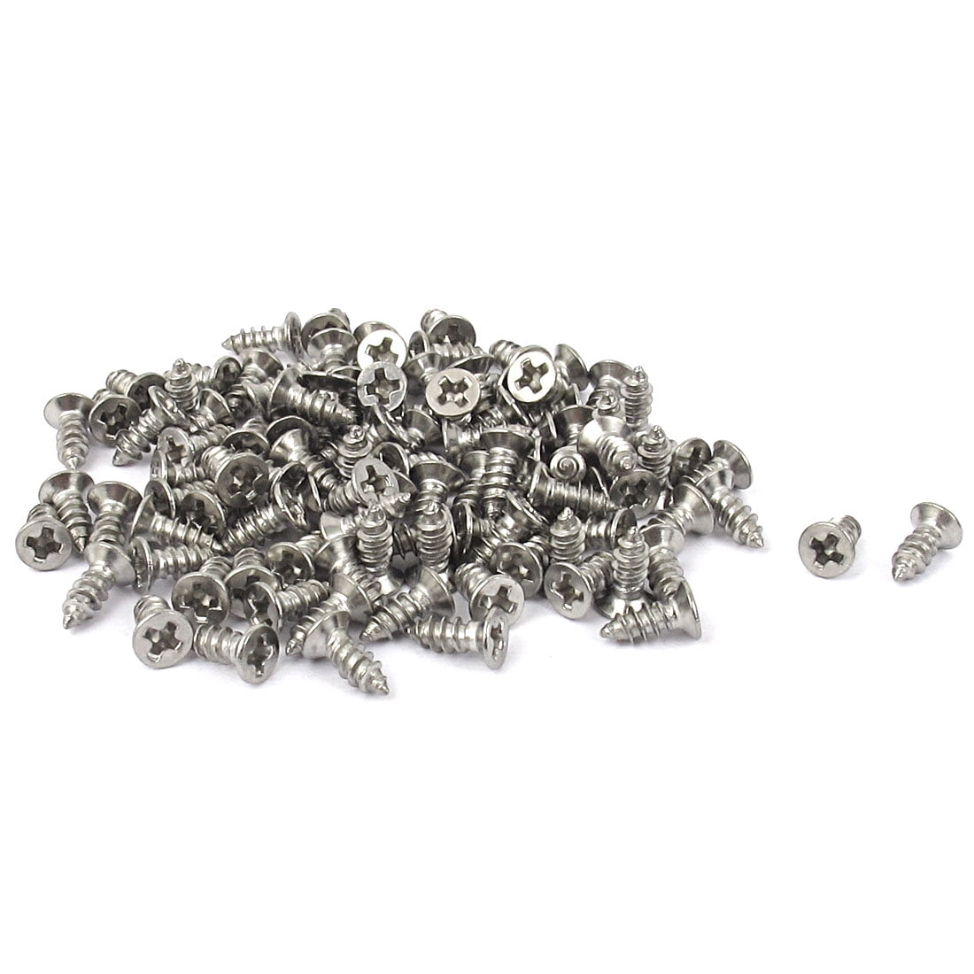 Unique Bargains M2.2 x 6.5mm Flat Head  Self Tapping Screw Fasteners 100 Pcs Stainless Steel