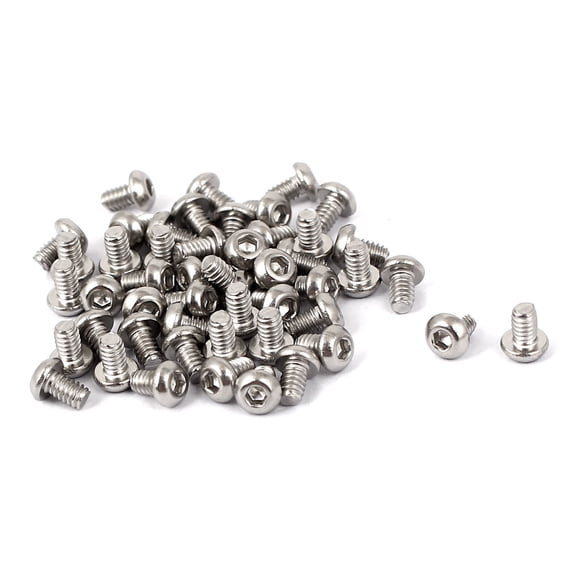 Unique Bargains M2 x 3mm Full Thread Button Head Socket Cap Screw Silver Tone (50-pack)