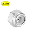 thumbnail image 1 of Unique Bargains M2x0.4mm Hex Lock Nuts Stainless Steel Nylon Insert Self-Lock nuts, 20Pcs Silver, 1 of 5
