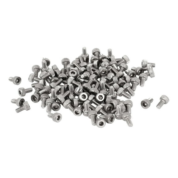 Unique Bargains M2x4mm Thread Stainless Steel Hex Socket Head Knurl Cap Screws Bolts 100Pcs