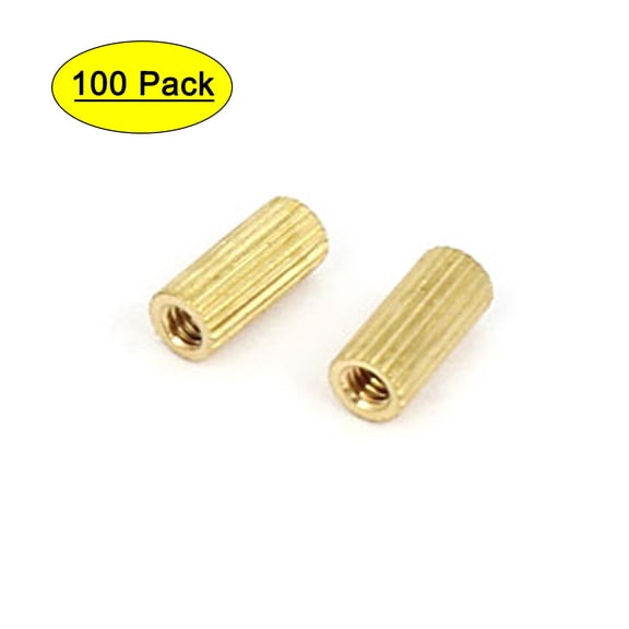 Unique Bargains M2x7mm Cylinder Female Threaded Brass Standoff Spacer Pillars 100 Pcs
