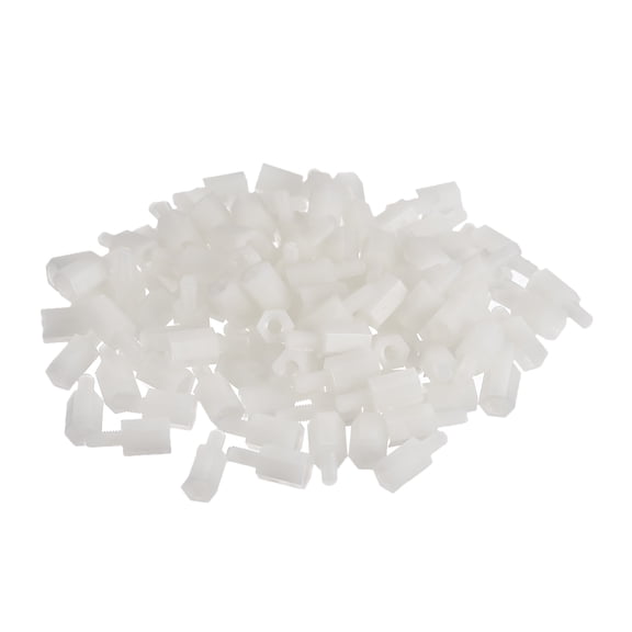 Unique Bargains M3 8+6mm F/M Nylon Hex Standoff Spacer Screws PCB Column White, 100Pcs