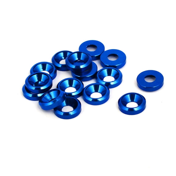 Unique Bargains M3 Aluminium Alloy Cup Head Engine Bay Bumper Washer Dark Blue 15Pcs
