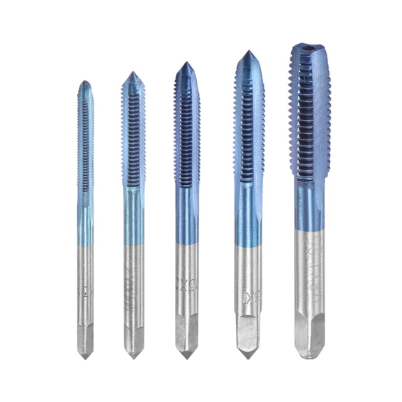 Unique Bargains M3 M4 M5 M6 M8 Hand Threading Tap Set High-speed Steel Straight Flutes Metric Thread Screw Taps Bluing 5Pcs
