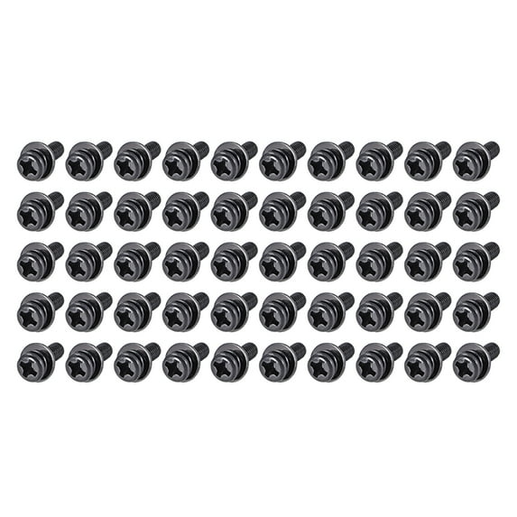 Unique Bargains M3 x 10mm Carbon Steel Phillips Pan Head Machine Screws Bolts Combine with Spring Washer and Plain Washers 50Pcs