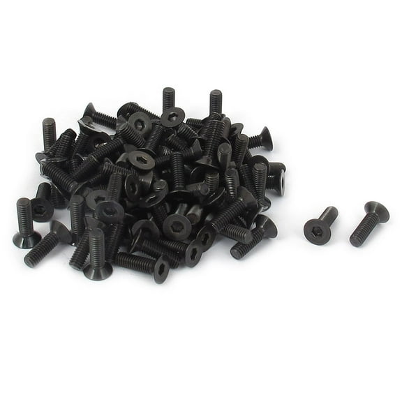 Unique Bargains M3 x 10mm Metric Hex Socket Countersunk Flat Head Screw Bolts Black 100Pcs Alloy Steel