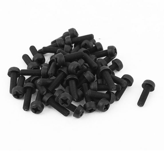Unique Bargains M3 x 10mm Nylon Cross Pan Head Machine Screws Black 50Pcs