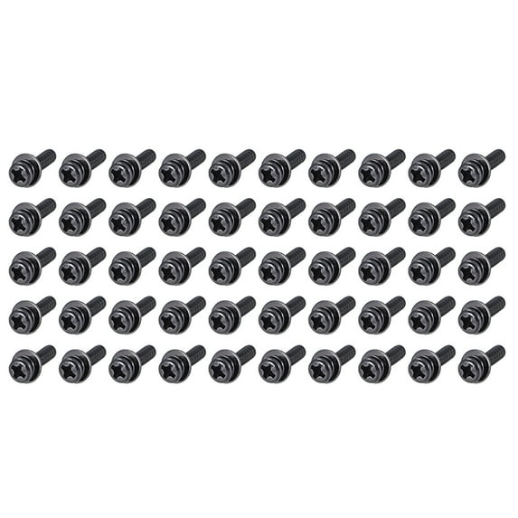 Unique Bargains M3 x 16mm Carbon Steel Phillips Pan Head Machine Screws Bolts Combine with Spring Washer and Plain Washers 50Pcs