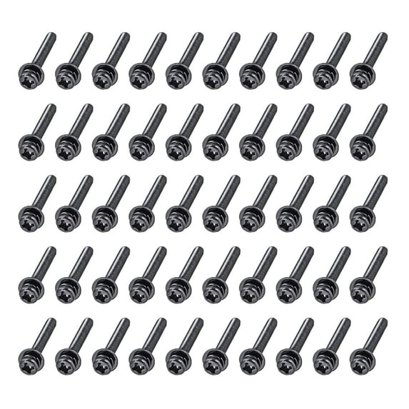 Unique Bargains M3 x 20mm Carbon Steel Phillips Pan Head Machine Screws Bolts Combine with Spring Washer and Plain Washers 50Pcs