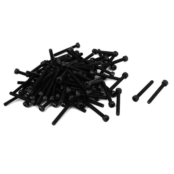 Unique Bargains M3 x 25 Alloy Steel Hex Bolt Socket Head Cap Machine Screws Black 100 Pcs